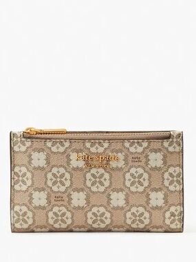 Kate Spade Spade Flower Monogram Coated Canvas Small Bifold Wallet Natural Multi